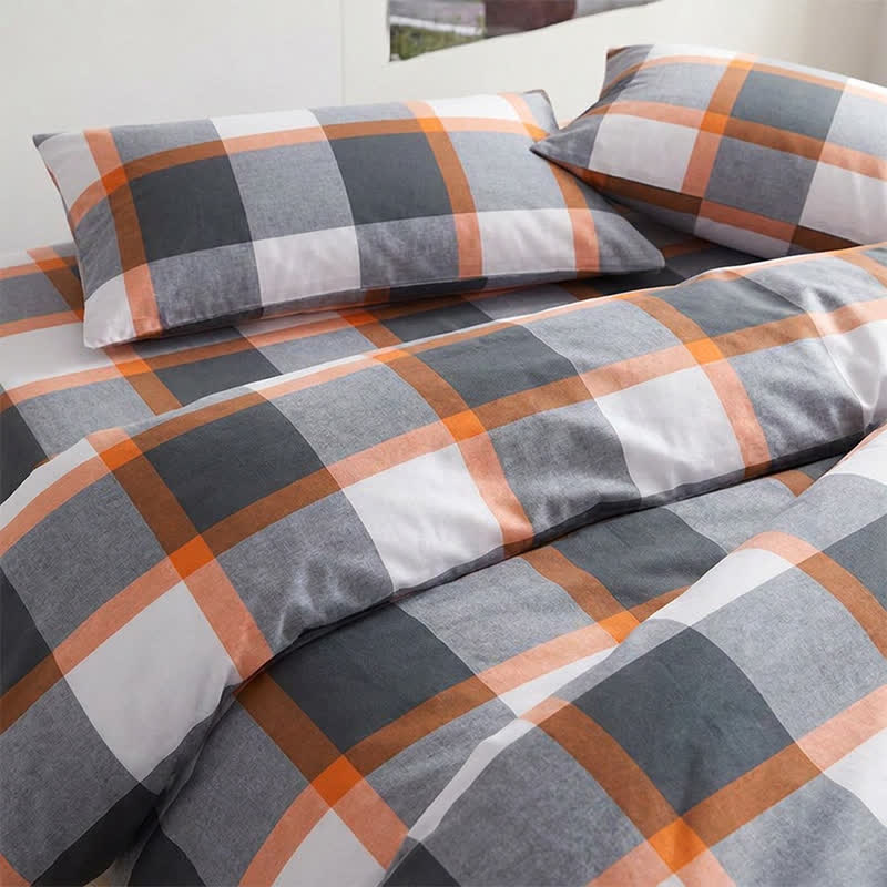 Ensemble de literie Ownkoti moderne à carreaux gris pour lit simple XL - image 3