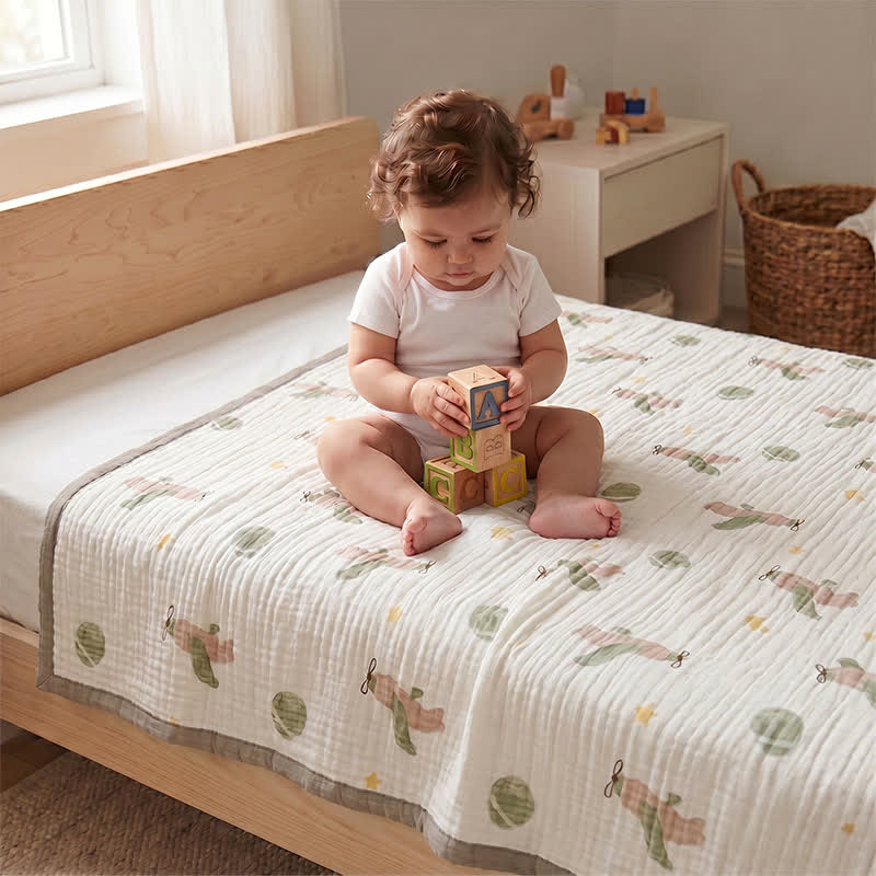 Couverture en mousseline de coton Ownkoti Little Sky Adventure - Blanc - Reine - image 1