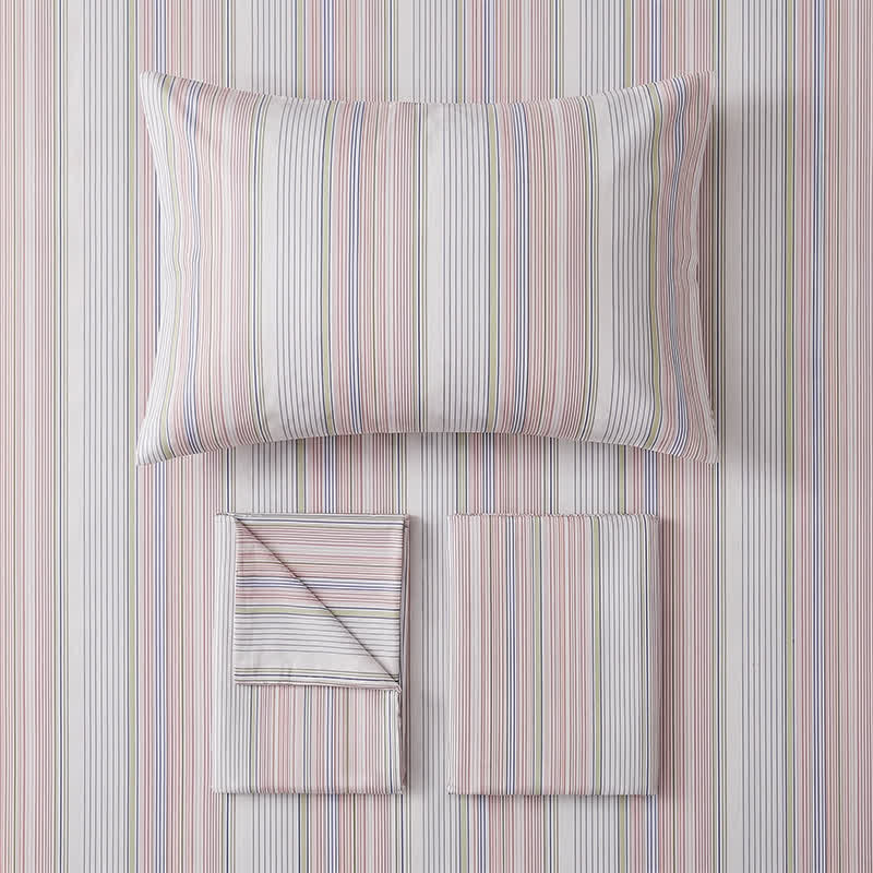 Ensemble de literie Ownkoti à rayures pastel pour lit simple XL. - image 13