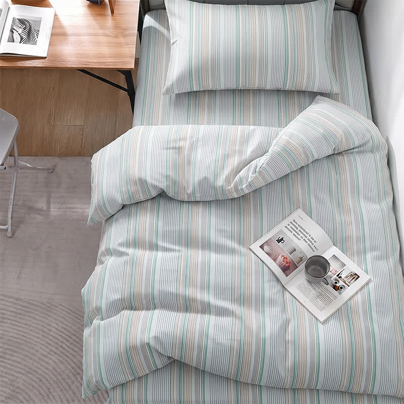 Ensemble de literie Ownkoti à rayures pastel pour lit simple XL. - Twin XL - Vert - Ensemble de couette 3 pièces - image 15