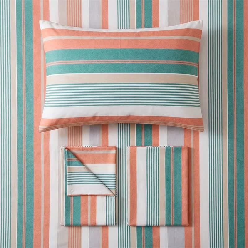 Ensemble de literie Ownkoti à rayures corail et turquoise pour lit simple XL - image 3