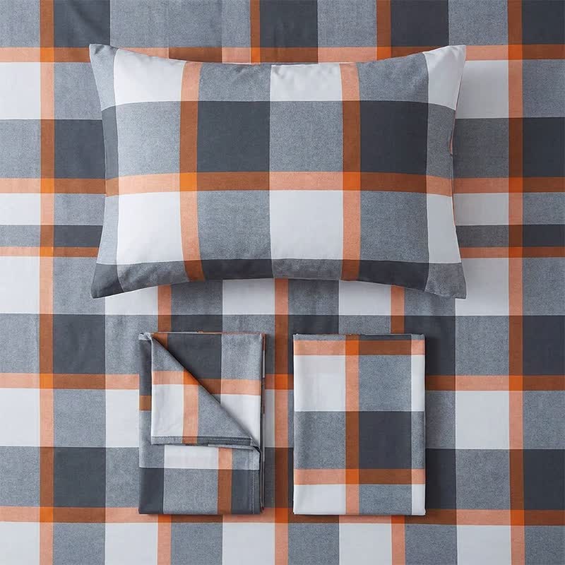 Ensemble de literie Ownkoti moderne à carreaux gris pour lit simple XL - image 4