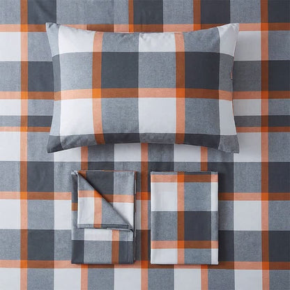 Ensemble de literie Ownkoti moderne à carreaux gris pour lit simple XL - image 4