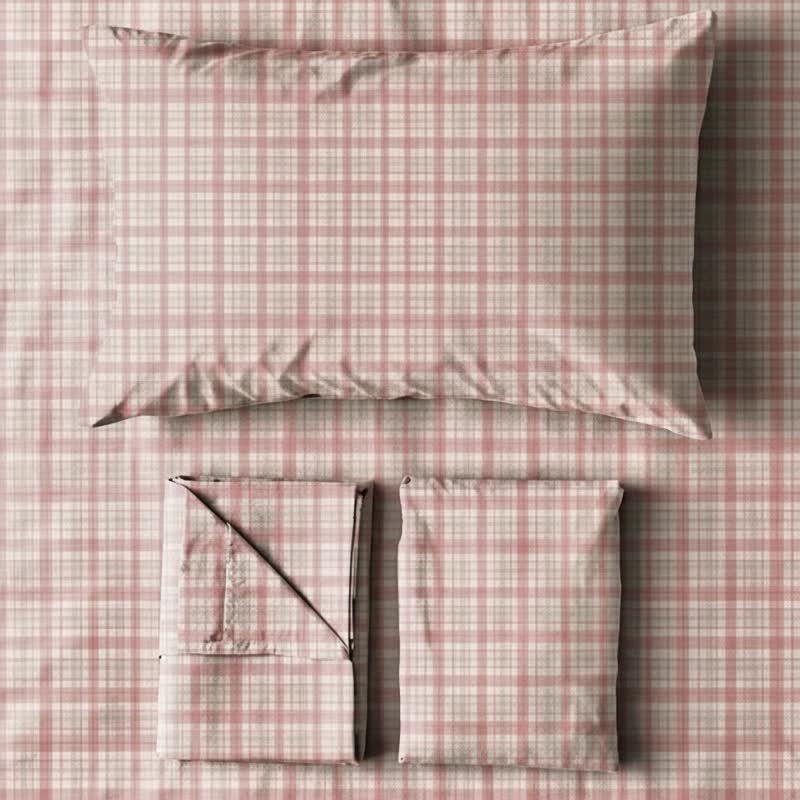 Ensemble de literie Ownkoti rose pâle à carreaux pour lit simple XL - image 2