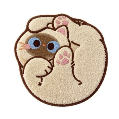 Coussin de siège Ownkoti en imitation cachemire à motif chat bouclé - Beige - 20" × 20" - image 1