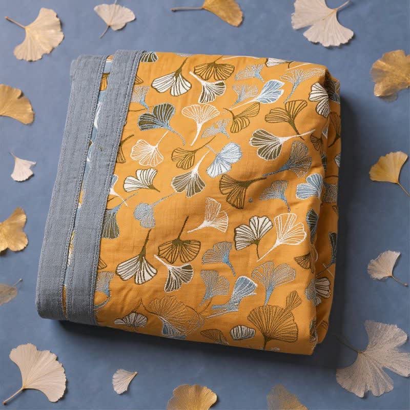 Couverture réversible en coton Ownkoti Golden Ginkgo - image 5