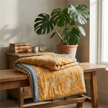 Couverture réversible en coton Ownkoti Golden Ginkgo - image 2