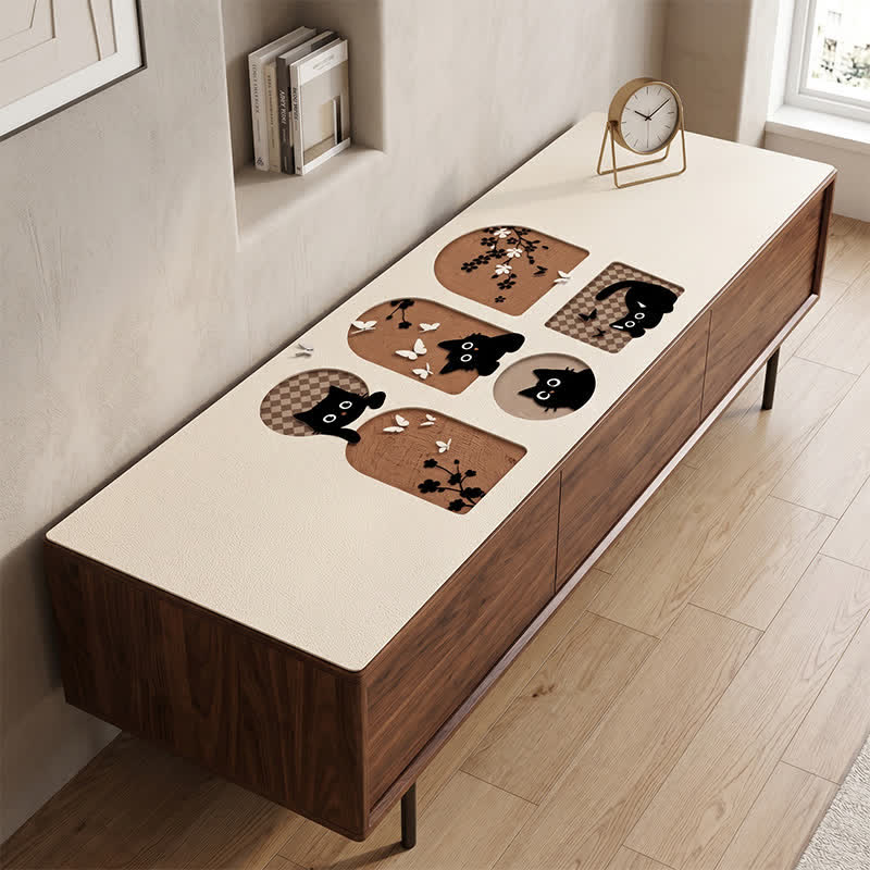 Tapis de table en cuir PU Ownkoti à motif chat fantaisiste - image 2