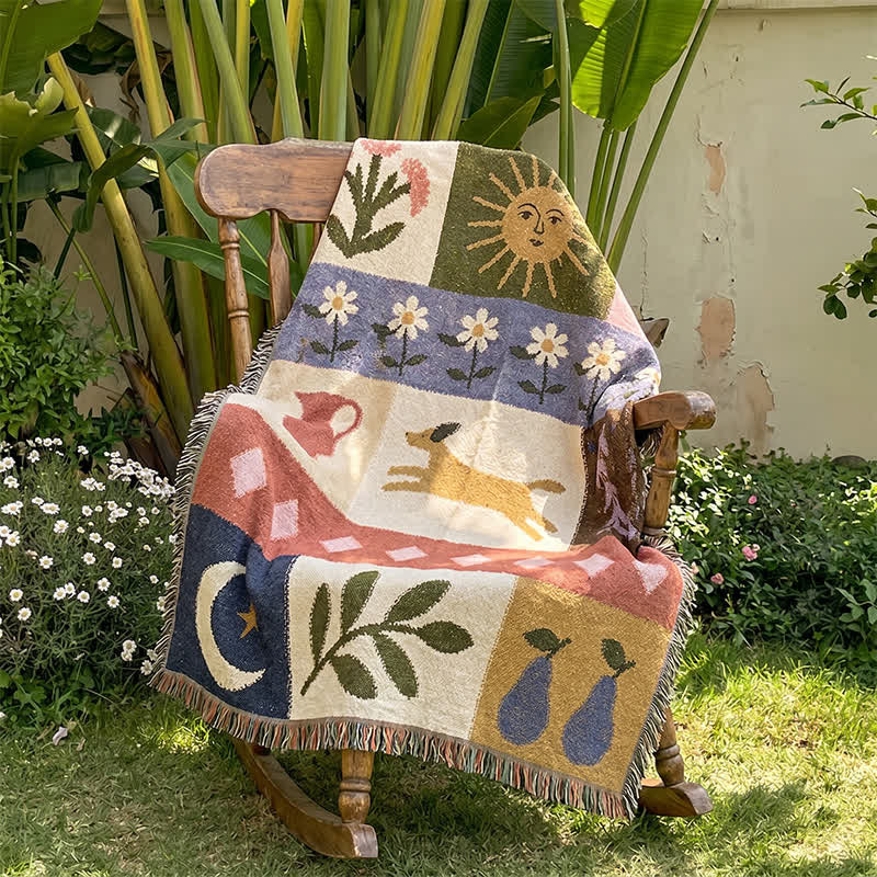 Couverture à franges patchwork à motif chiot Ownkoti - image 1