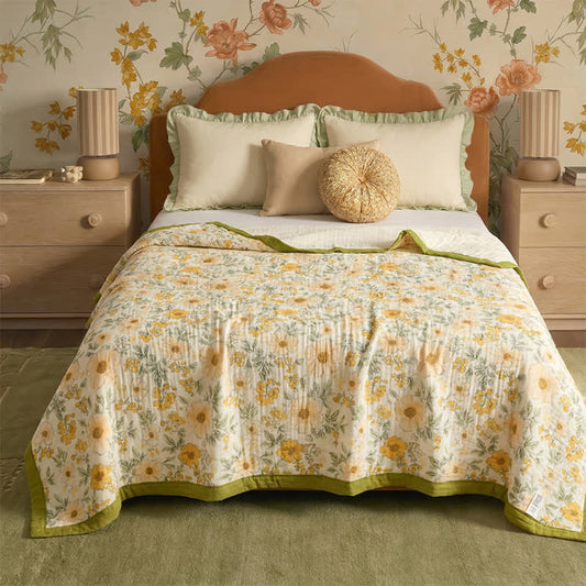 Couverture en gaze de coton jaune Ownkoti Meadow Bloom - image 0