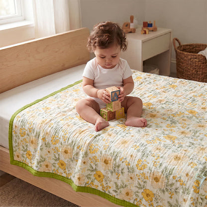 Couverture en gaze de coton jaune Ownkoti Meadow Bloom - image 1