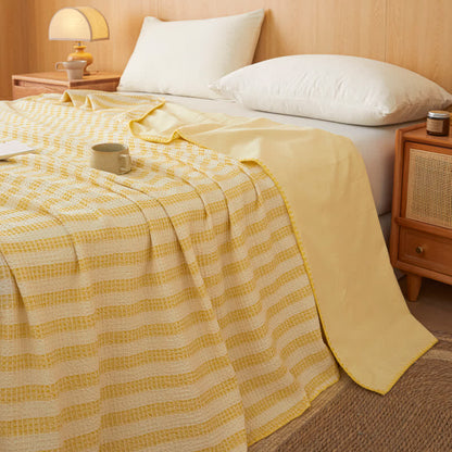 Couvre-lit tissé à carreaux texturés Ownkoti avec bord festonné - Jaune - 79" × 91" - image 12