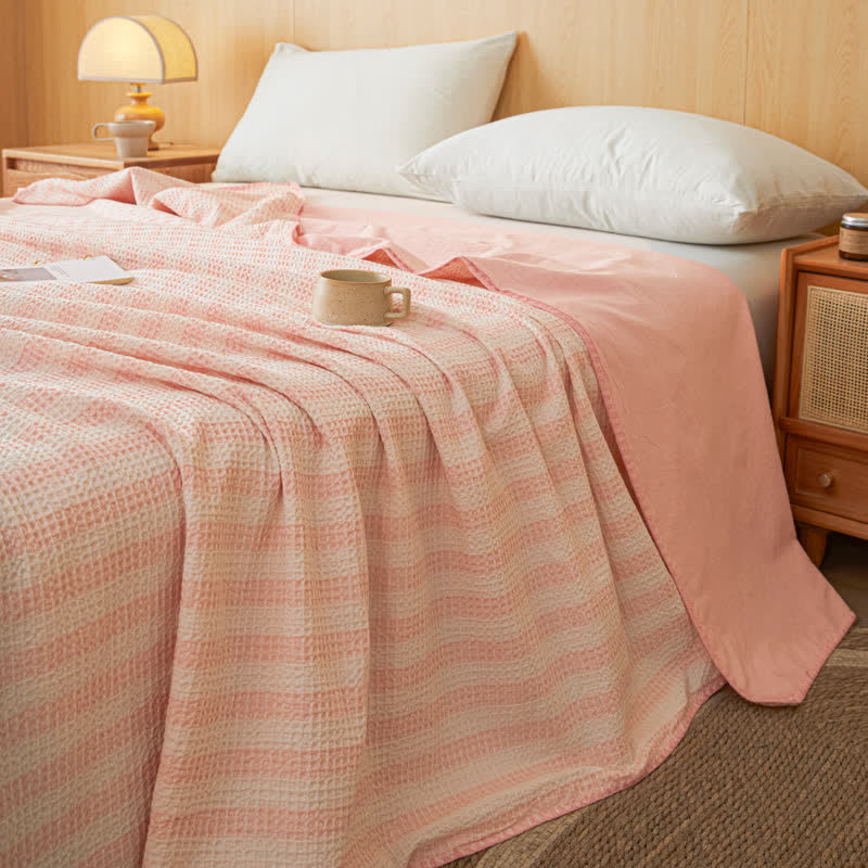 Couvre-lit tissé à carreaux texturés Ownkoti avec bord festonné - Rose - 79" × 91" - image 18