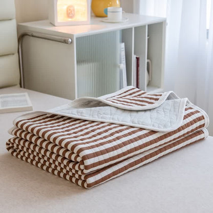Couette d'été matelassée en coton à rayures roses Ownkoti - Caramel - 79" × 91" - image 6