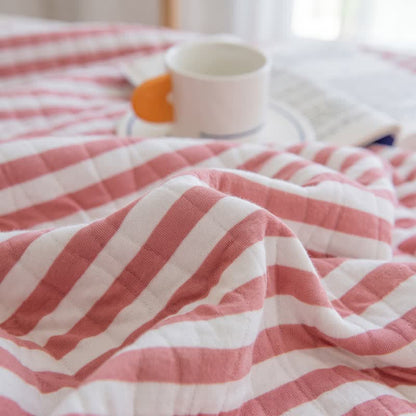 Couette d'été matelassée en coton à rayures roses Ownkoti - image 3