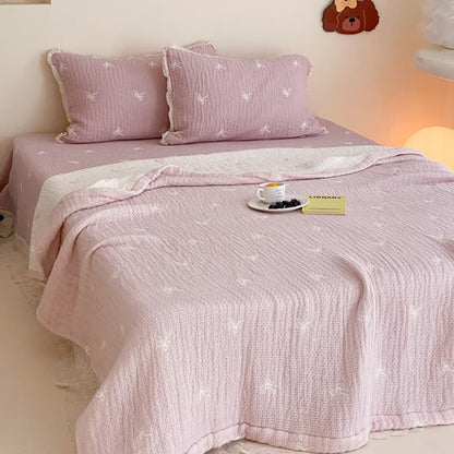 Couette d'été matelassée en lyocell à volants et nœud Ownkoti - image 2