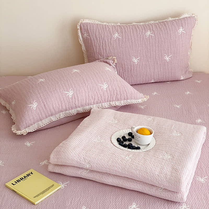 Couette d'été matelassée en lyocell à volants et nœud Ownkoti - image 3
