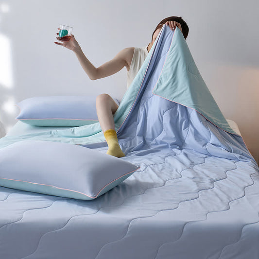 Couette d'été légère et rafraîchissante double face Ownkoti - Bleu vif - 79" × 91" - image 0