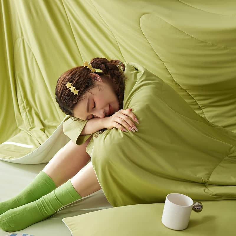Couette d'été légère et rafraîchissante de style nordique Ownkoti - Vert - 79" × 91" - image 0