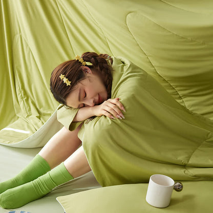 Couette d'été légère et rafraîchissante de style nordique Ownkoti - Vert - 79" × 91" - image 0