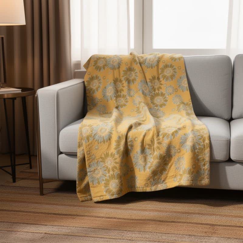 Couverture en coton Ownkoti Vintage Orange Tournesol - image 1