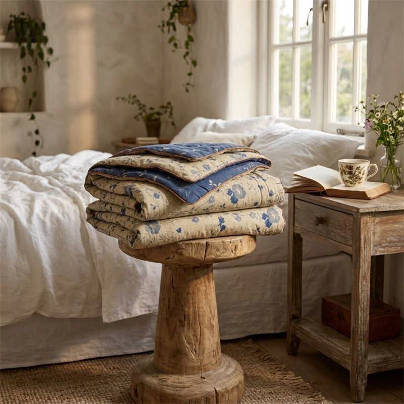 Couette réversible Ownkoti bleue à fleurs style cottage - image 8