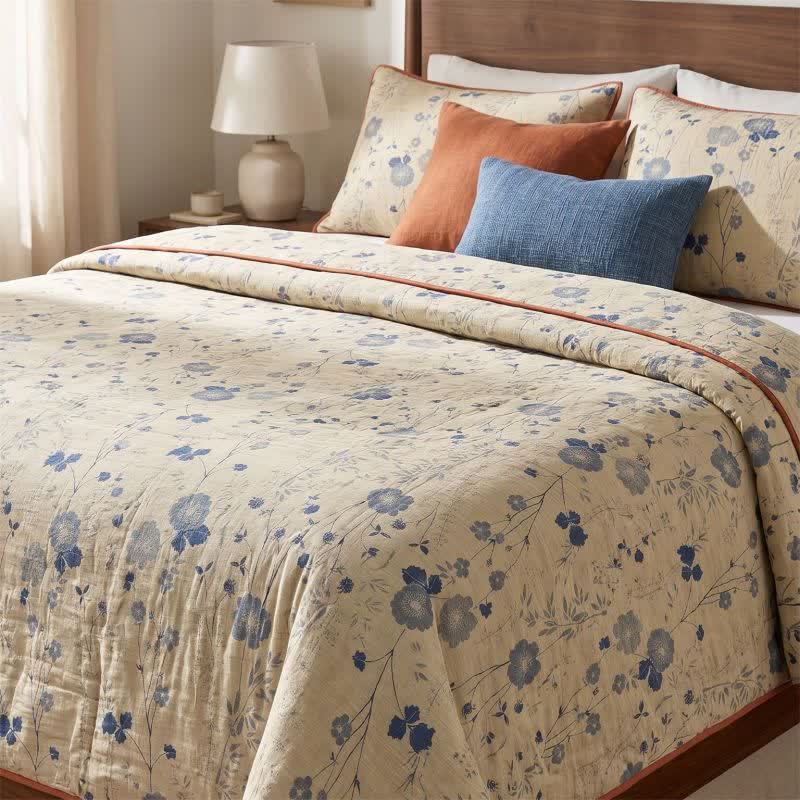 Couette réversible Ownkoti bleue à fleurs style cottage - image 5