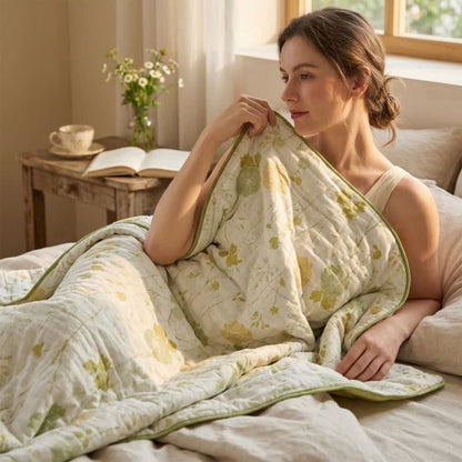 Couette réversible en coton vert tendre à motif floral Ownkoti - image 4