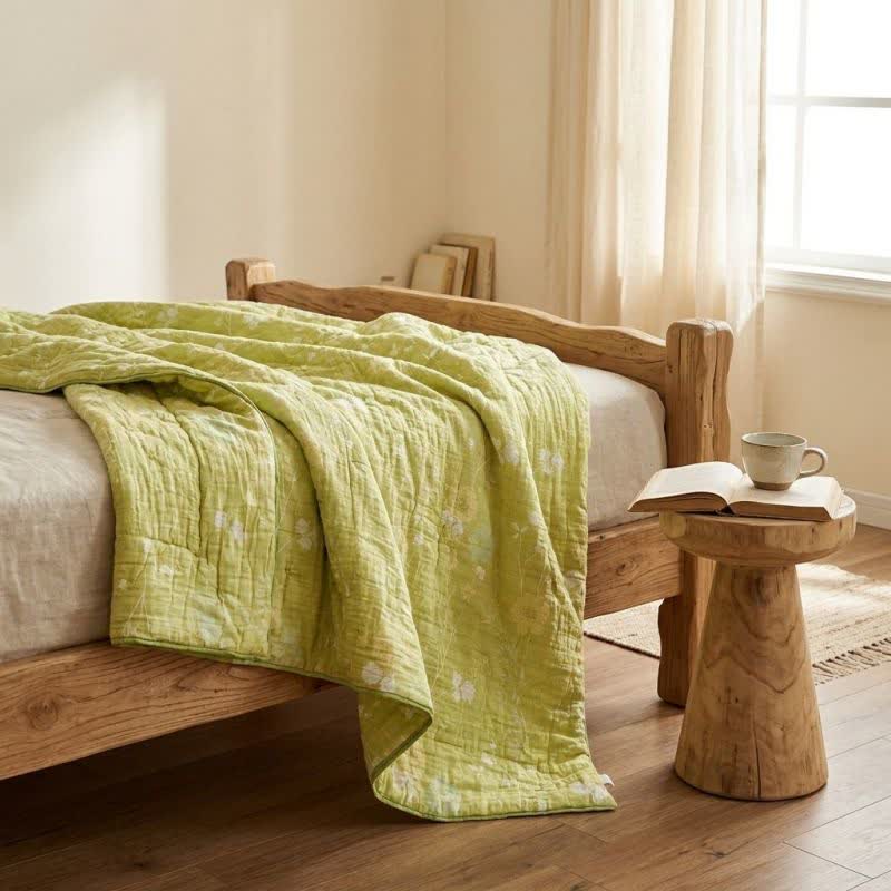 Couette réversible en coton vert tendre à motif floral Ownkoti - image 1