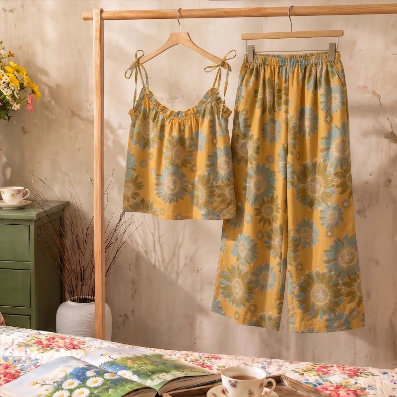 Ensemble de détente Ownkoti Sunflower Bloom à bretelles nouées - image 1