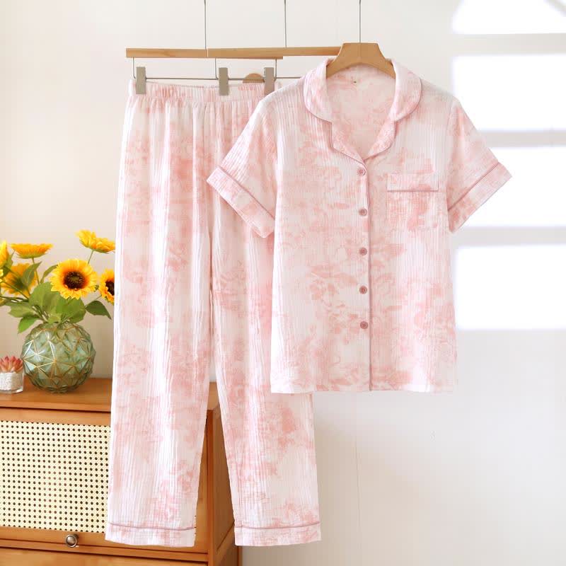 Ensemble de pyjama trois pièces en gaze de coton à motif aquarelle - image 3