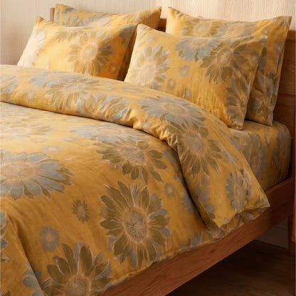 Ensemble de literie en coton orange tournesol vintage Ownkoti - image 1