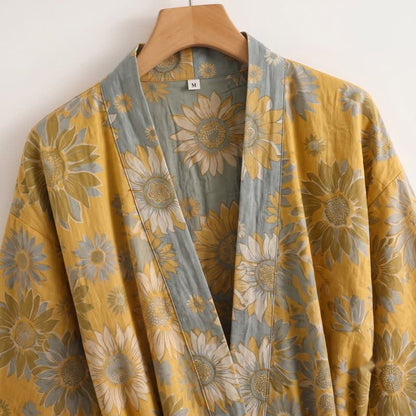 Peignoir kimono en coton à tournesol vintage Ownkoti - image 2
