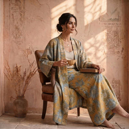 Peignoir kimono en coton à tournesol vintage Ownkoti - image 9