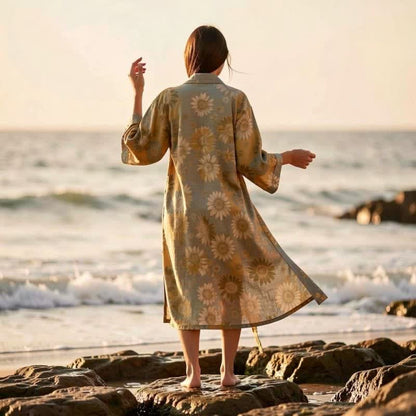 Peignoir kimono en coton à tournesol vintage Ownkoti - image 4