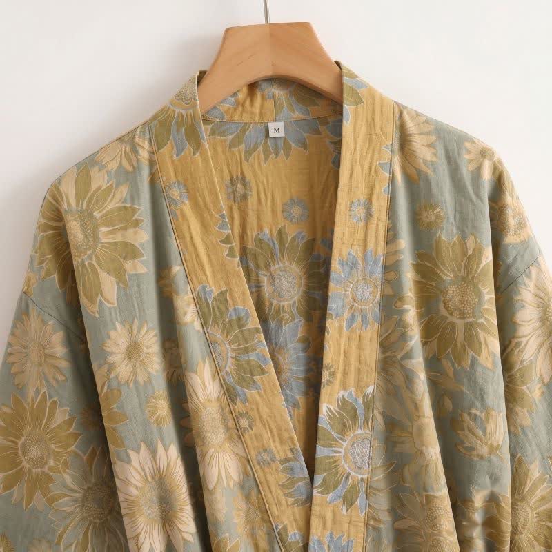 Peignoir kimono en coton à tournesol vintage Ownkoti - image 7