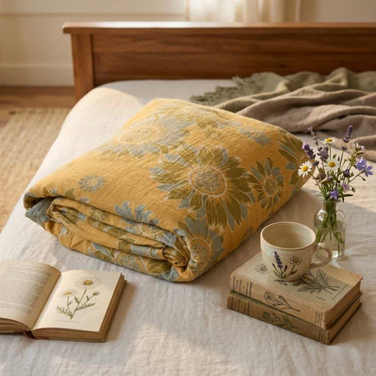 Couverture en coton Ownkoti Vintage Orange Tournesol - Orange - 90" x 92" - image 0
