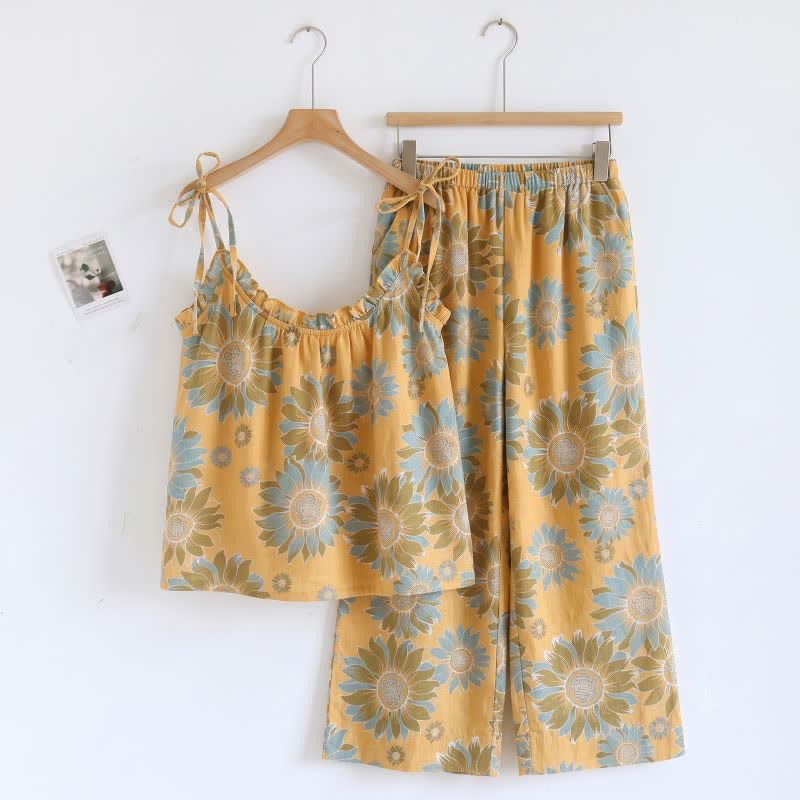 Ensemble de détente Ownkoti Sunflower Bloom à bretelles nouées - Orange - XL - image 0