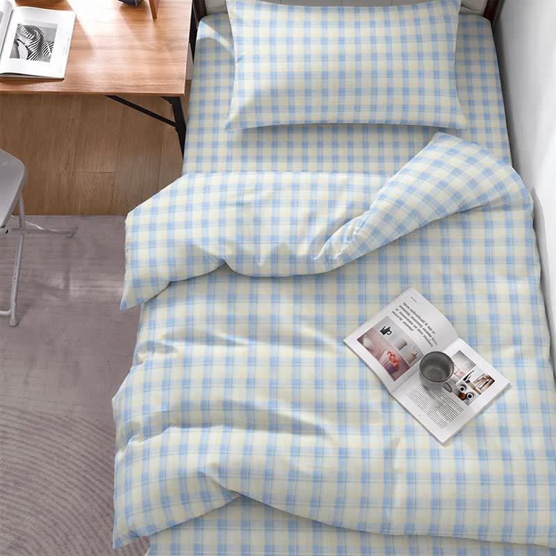 Ensemble de literie pour dortoir Ownkoti à carreaux pastel, lit simple XL - Twin XL - Carreaux bleus - Ensemble complet de 5 pièces - image 0