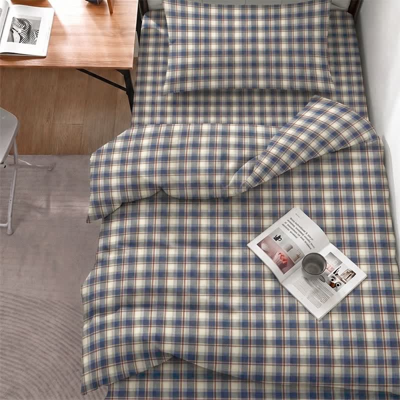 Ensemble de literie pour dortoir Ownkoti à carreaux pastel, lit simple XL - Twin XL - Carreaux bleu foncé - Ensemble complet de 5 pièces - image 11