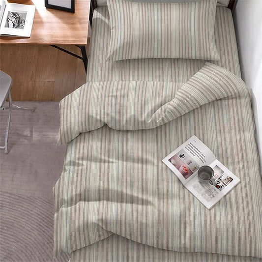 Ensemble de literie Ownkoti minimaliste à fines rayures neutres pour l'université - Twin XL - Rayures grises et brunes - Ensemble complet de 5 pièces - image 0