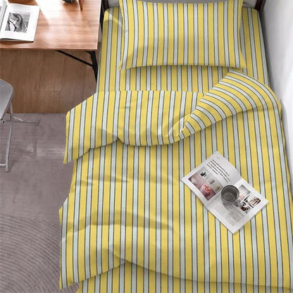 Ensemble de literie à rayures bicolores modernes Ownkoti - Twin XL - Rayures jaunes - Ensemble complet de 5 pièces - image 0
