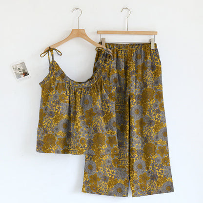 Ensemble de vêtements d'intérieur à bretelles et motif floral vintage Ownkoti - Gris - XL - image 9