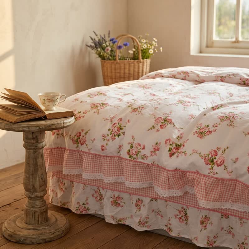 Ensemble de literie en coton à volants floraux vintage Ownkoti - image 3