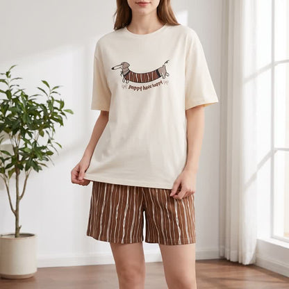 Ensemble de détente en coton Ownkoti motif teckel marchant - image 1