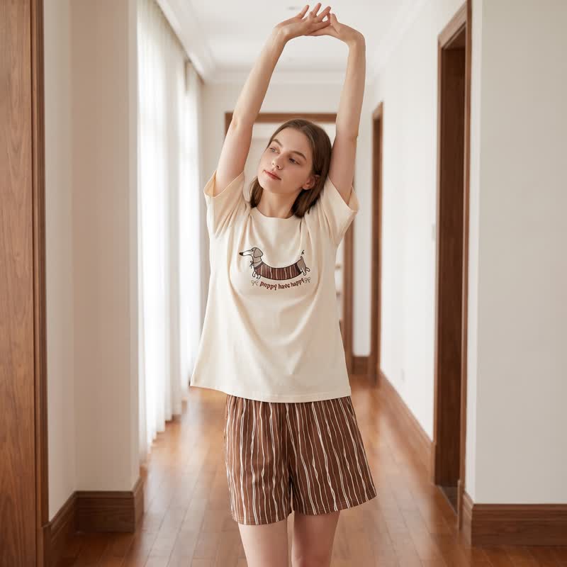 Ensemble de détente en coton Ownkoti motif teckel marchant - image 3