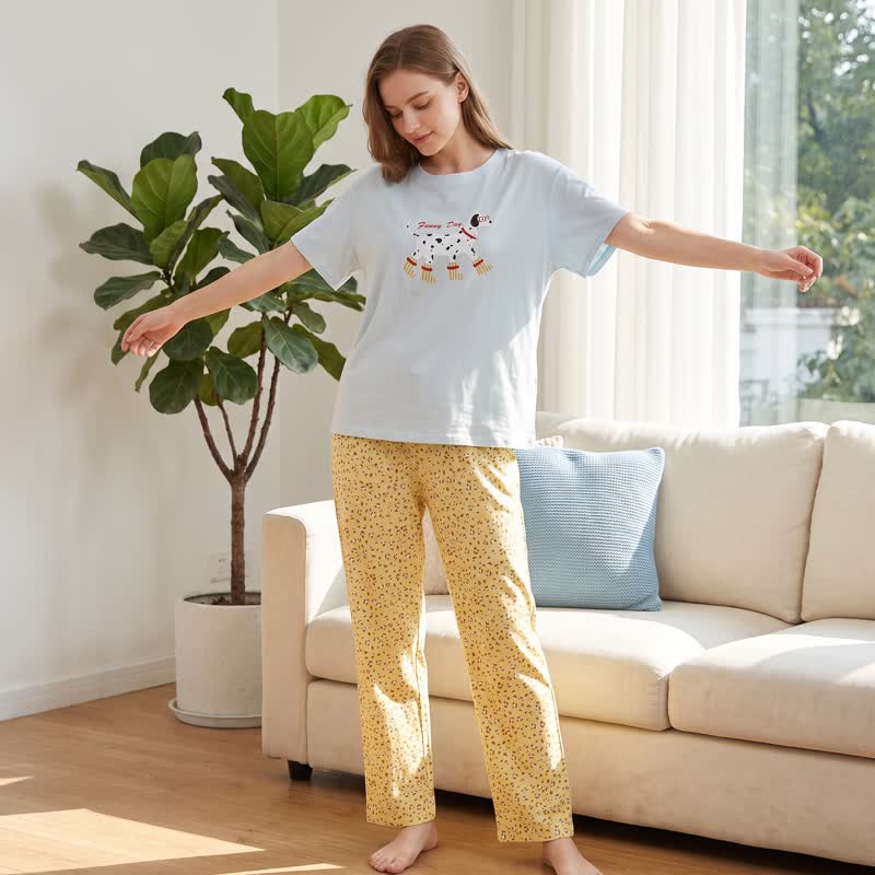 Ensemble de vêtements d'intérieur en coton à motif de chien mignon Ownkoti - image 1