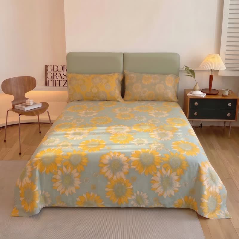 Couvre-lit en gaze de coton Ownkoti Sunflower Garden - Gris - 2 taies d'oreiller - 40" x 20" - image 6