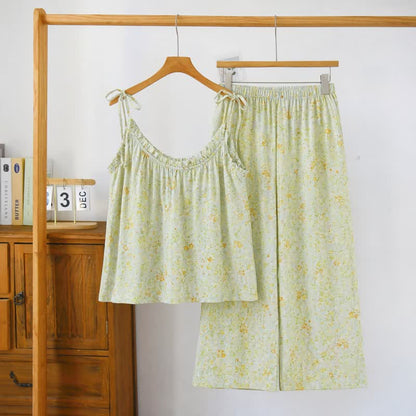 Ensemble de détente Ownkoti à bretelles fines et imprimé floral. - Vert - XL - image 5