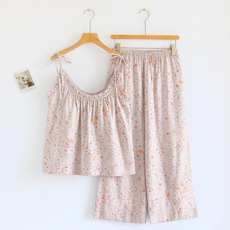 Ensemble de détente Ownkoti à bretelles fines et imprimé floral. - image 1